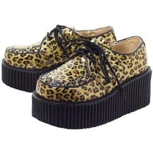 Demonia Women's Size 6 Platform Creepers Gold  Glitter Cheetah